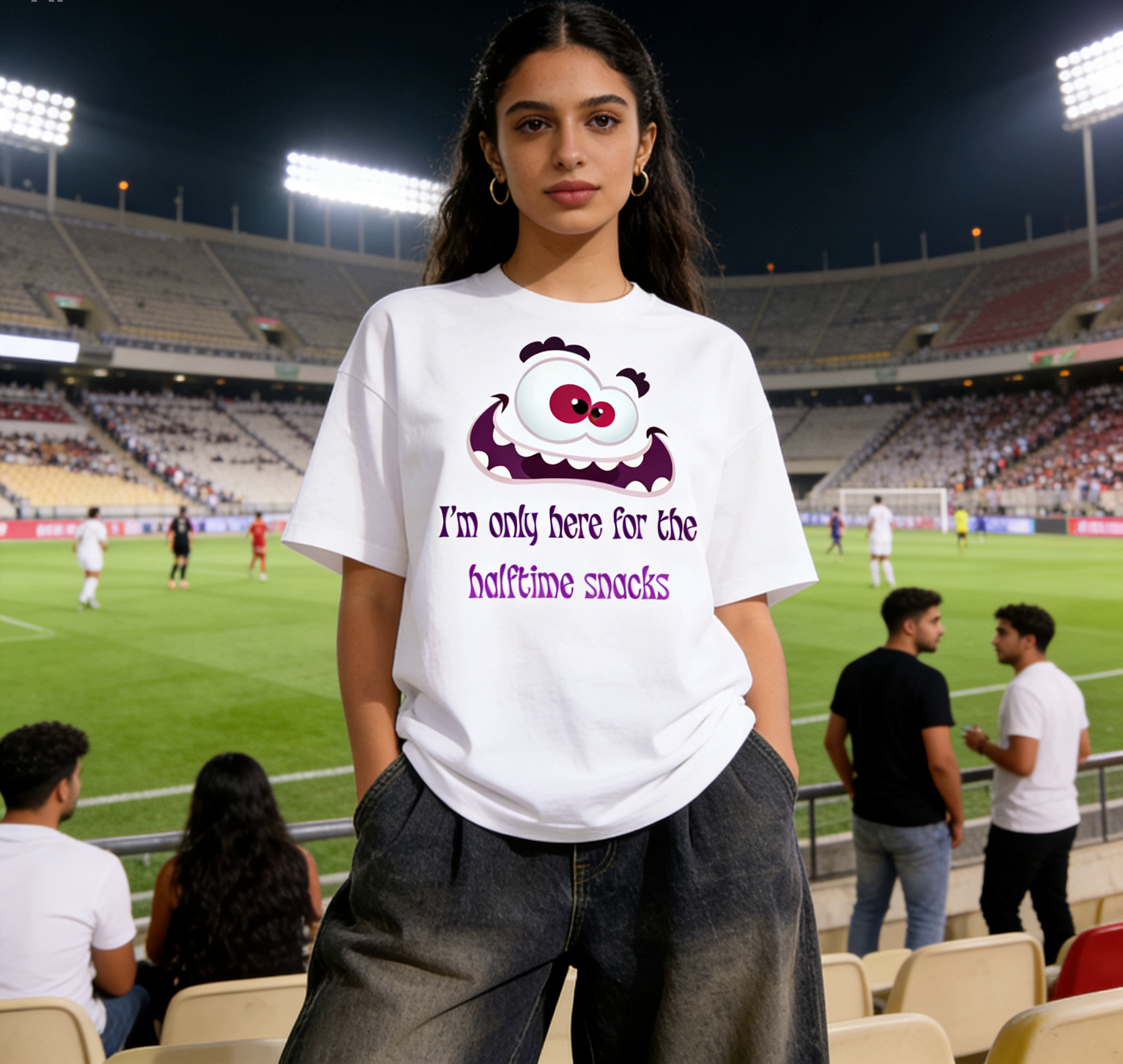 I Am Only Here For The Halftime Snacks 100% Cotton Tee