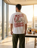Coffee Time 100% cotton white Boxy Fit Tee