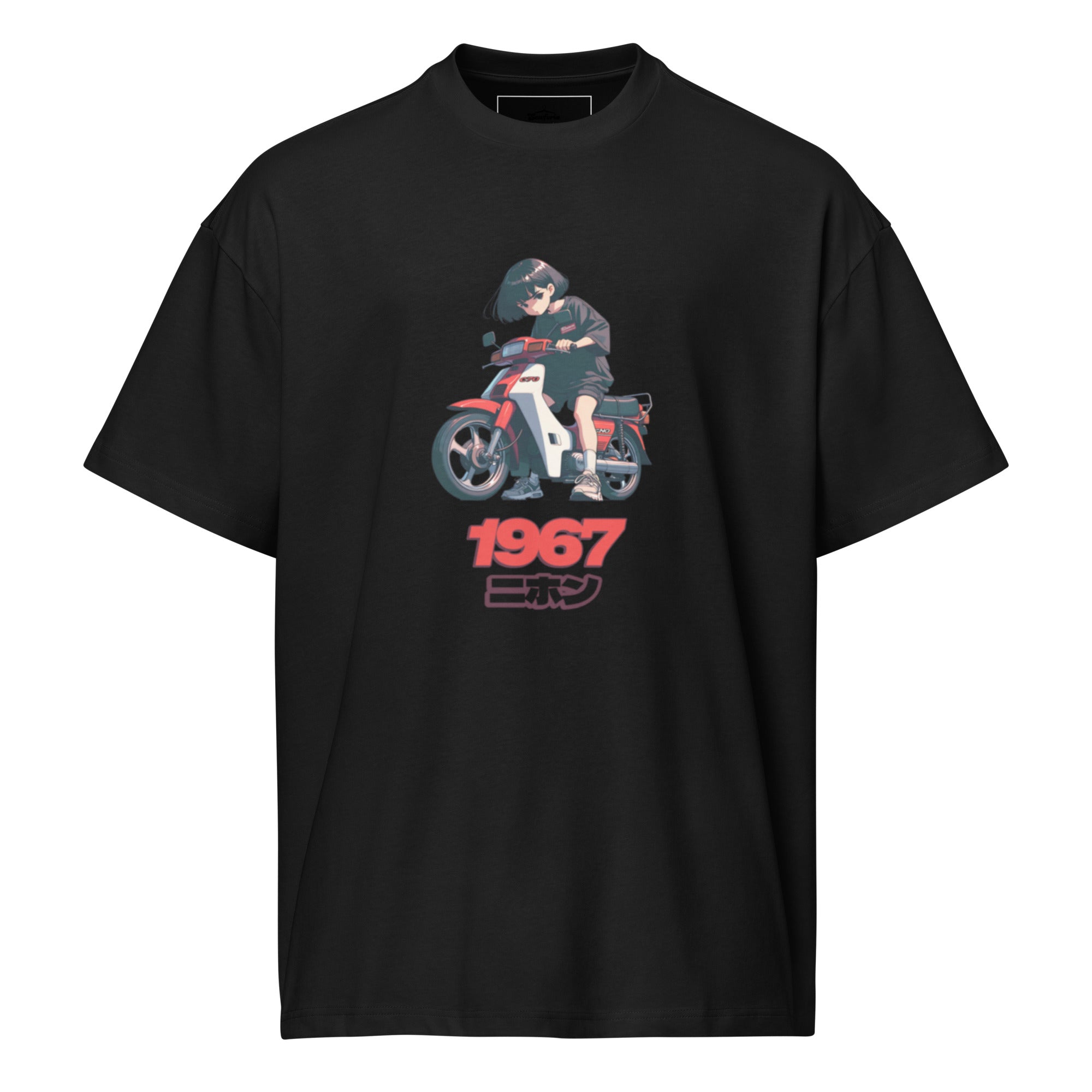 "1967 Nihon" Retro Anime Scooter Box Tee – Vintage Japanese Streetwear Graphic – Heavyweight Oversized T-Shirt