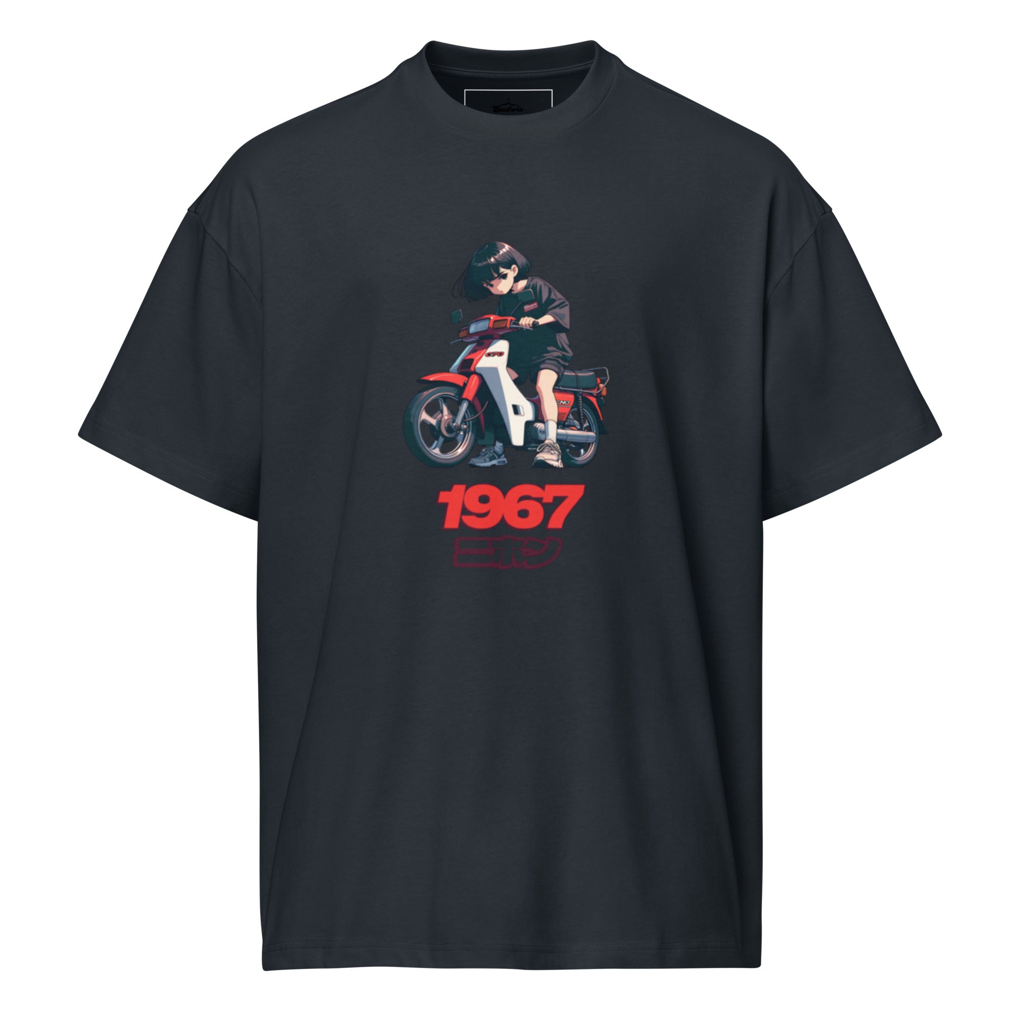 "1967 Nihon" Retro Anime Scooter Box Tee – Vintage Japanese Streetwear Graphic – Heavyweight Oversized T-Shirt