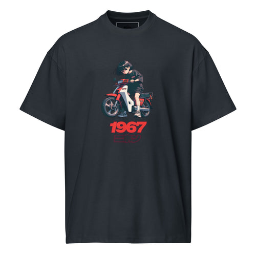 "1967 Nihon" Retro Anime Scooter Box Tee – Vintage Japanese Streetwear Graphic – Heavyweight Oversized T-Shirt
