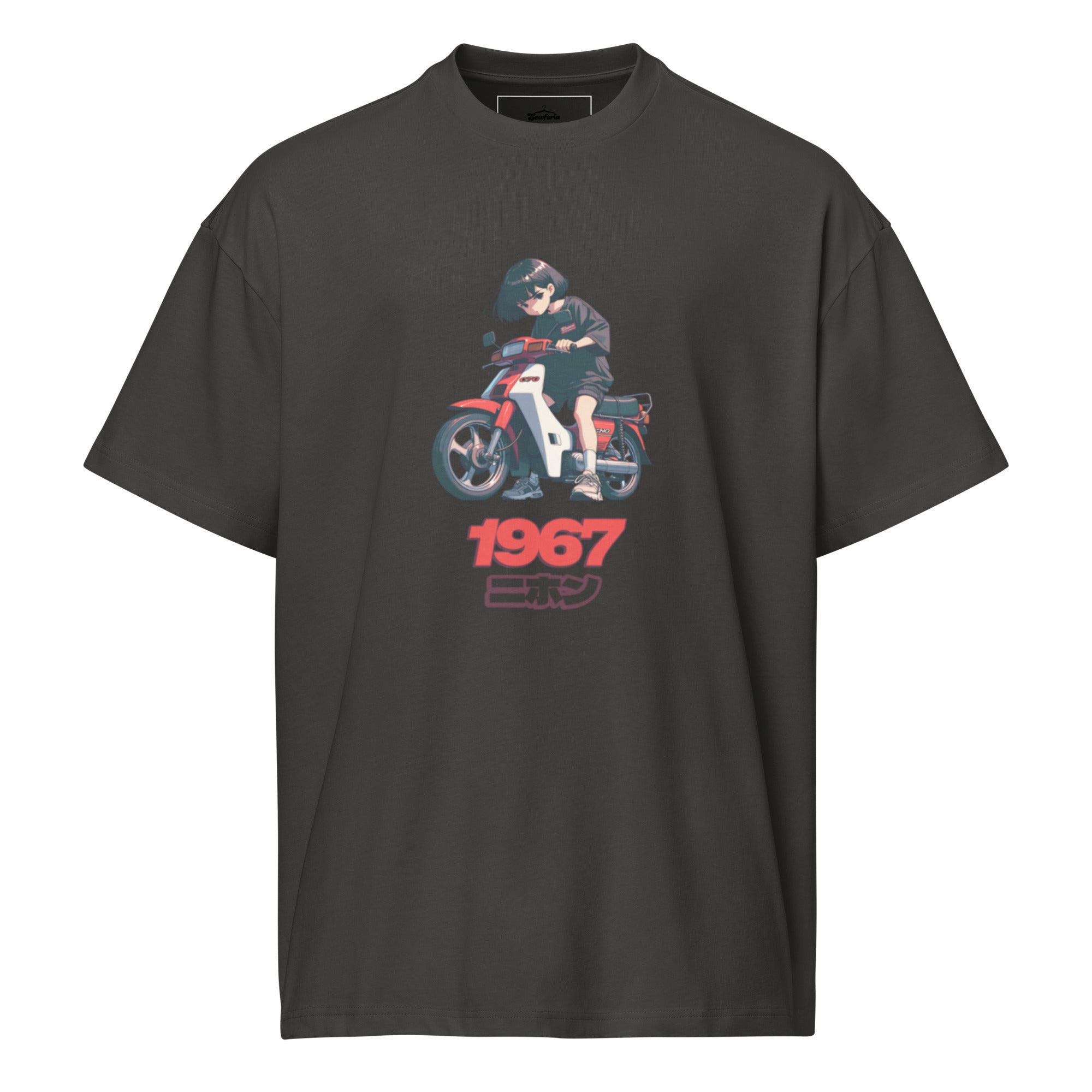 "1967 Nihon" Retro Anime Scooter Box Tee – Vintage Japanese Streetwear Graphic – Heavyweight Oversized T-Shirt