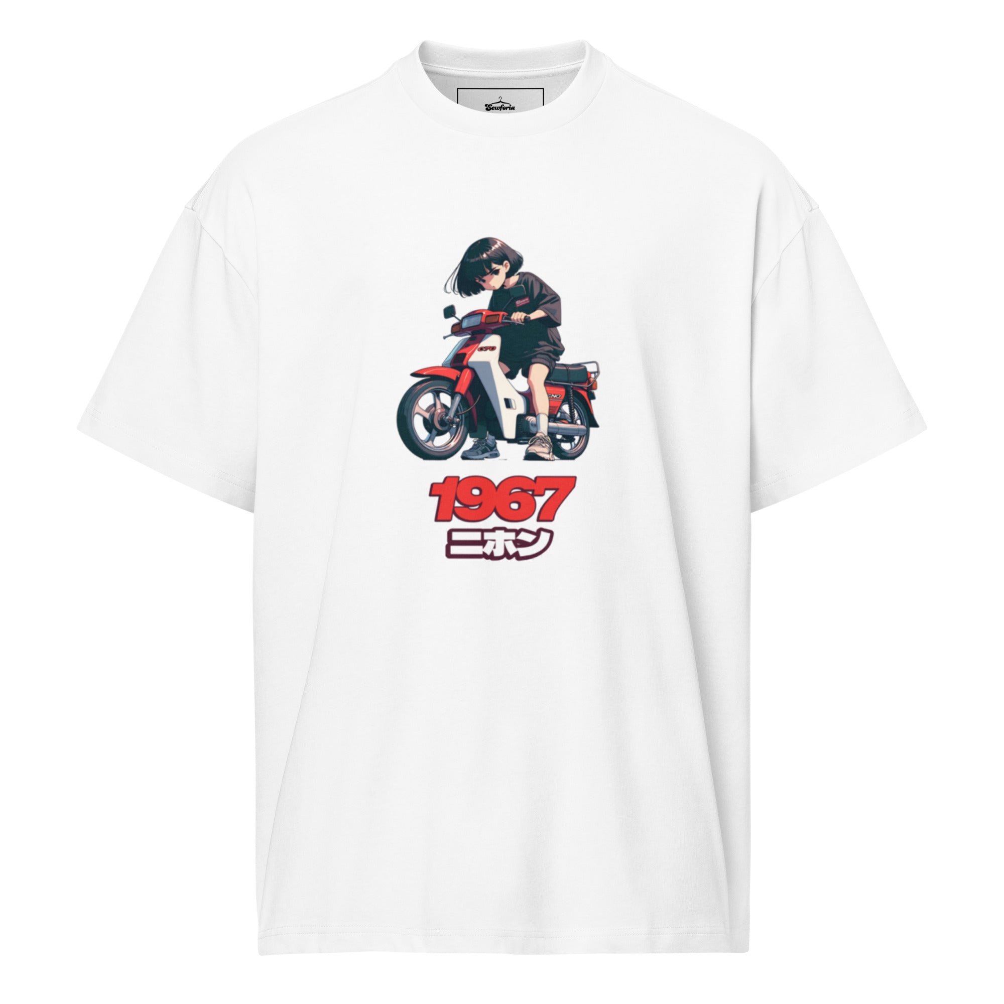 "1967 Nihon" Retro Anime Scooter Box Tee – Vintage Japanese Streetwear Graphic – Heavyweight Oversized T-Shirt