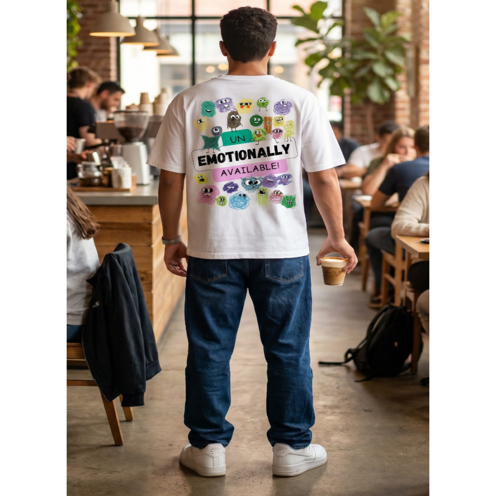 Emotionally Unavailable white tee. 100% cotton