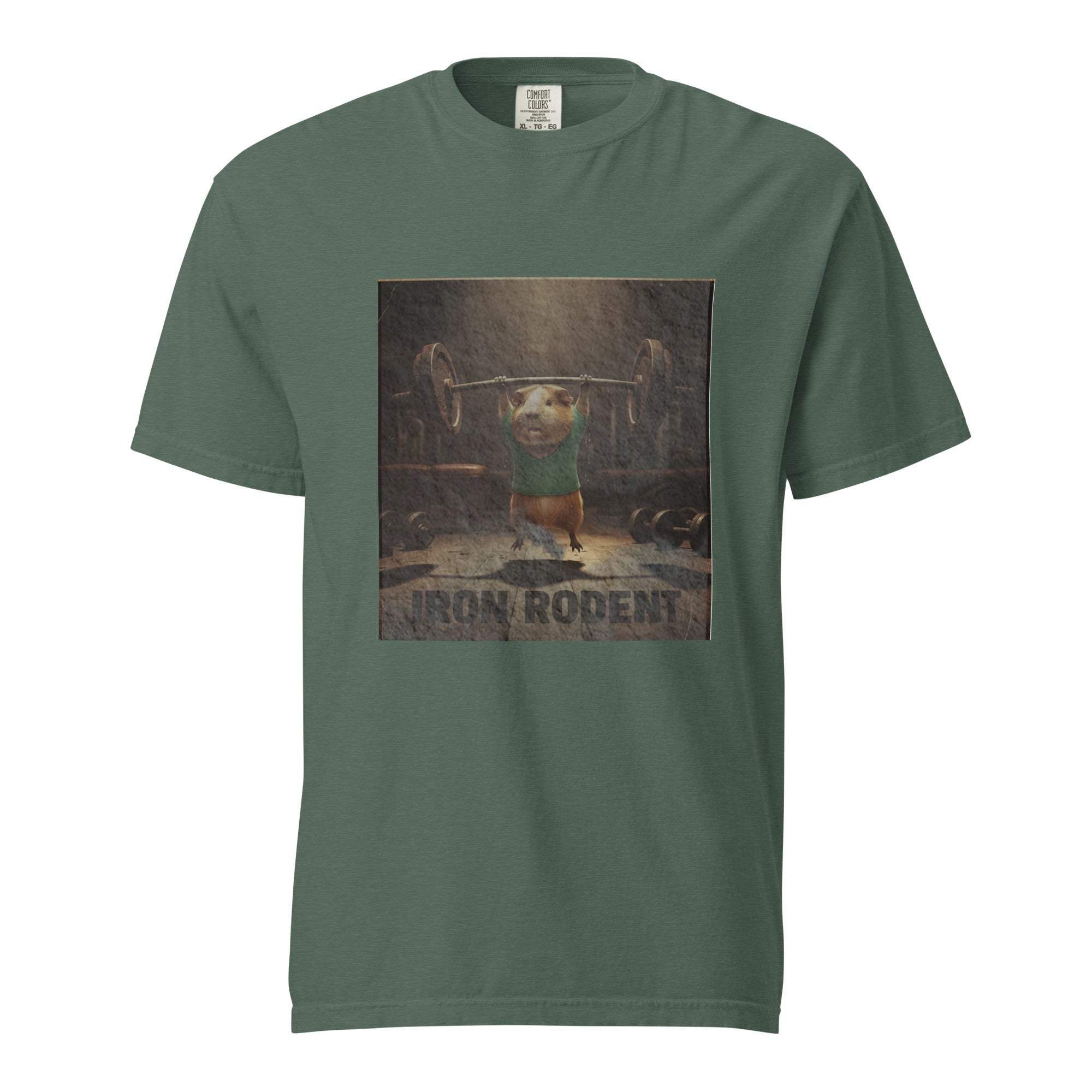 "Iron Rodent" Gym T-Shirt – Retro Guinea Pig Weightlifting Graphic Tee – Mid-weight Streetwear