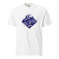 Comfort Colors® Leave The World Behind Mountain T-Shirt – Retro Adventure Graphic Tee – Heavyweight Garment-Dyed Outdoor Shirt – White, Black, Navy Blue