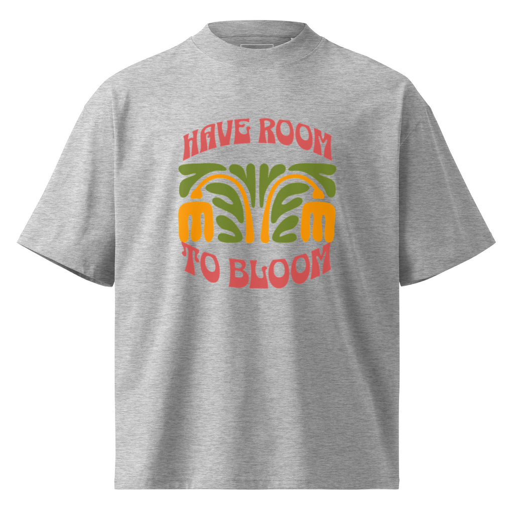 "Have Room To Bloom" Retro High-Neck Oversized Tee – 100% Cotton Streetwear – Groovy 70s Floral Graphic
