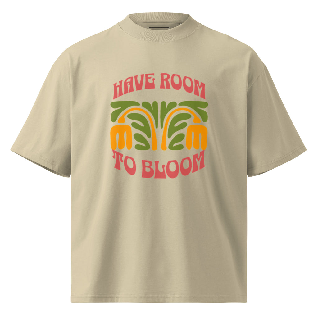 "Have Room To Bloom" Retro High-Neck Oversized Tee – 100% Cotton Streetwear – Groovy 70s Floral Graphic